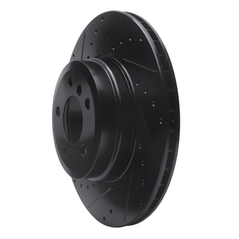 BMW X6 Brake Rotor (1) - Rear Left - R1 Concepts - Drilled & Slotted - Black - `07-`19